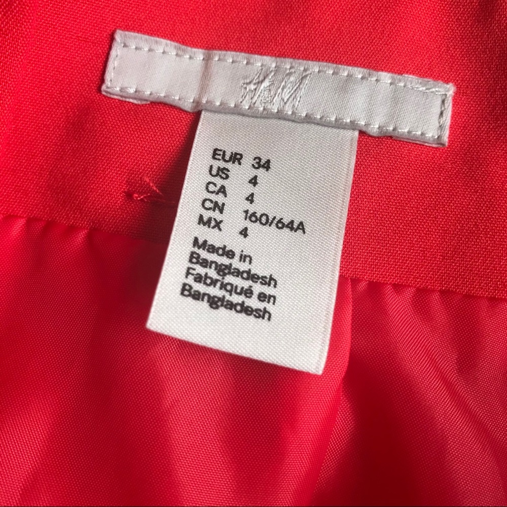 H&M Bright Red Short Mini Pencil Skirt Sz 4 - Picture 6 of 7